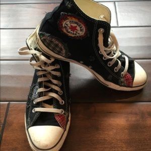 Converse sneakers Size 10 Black plaid patches